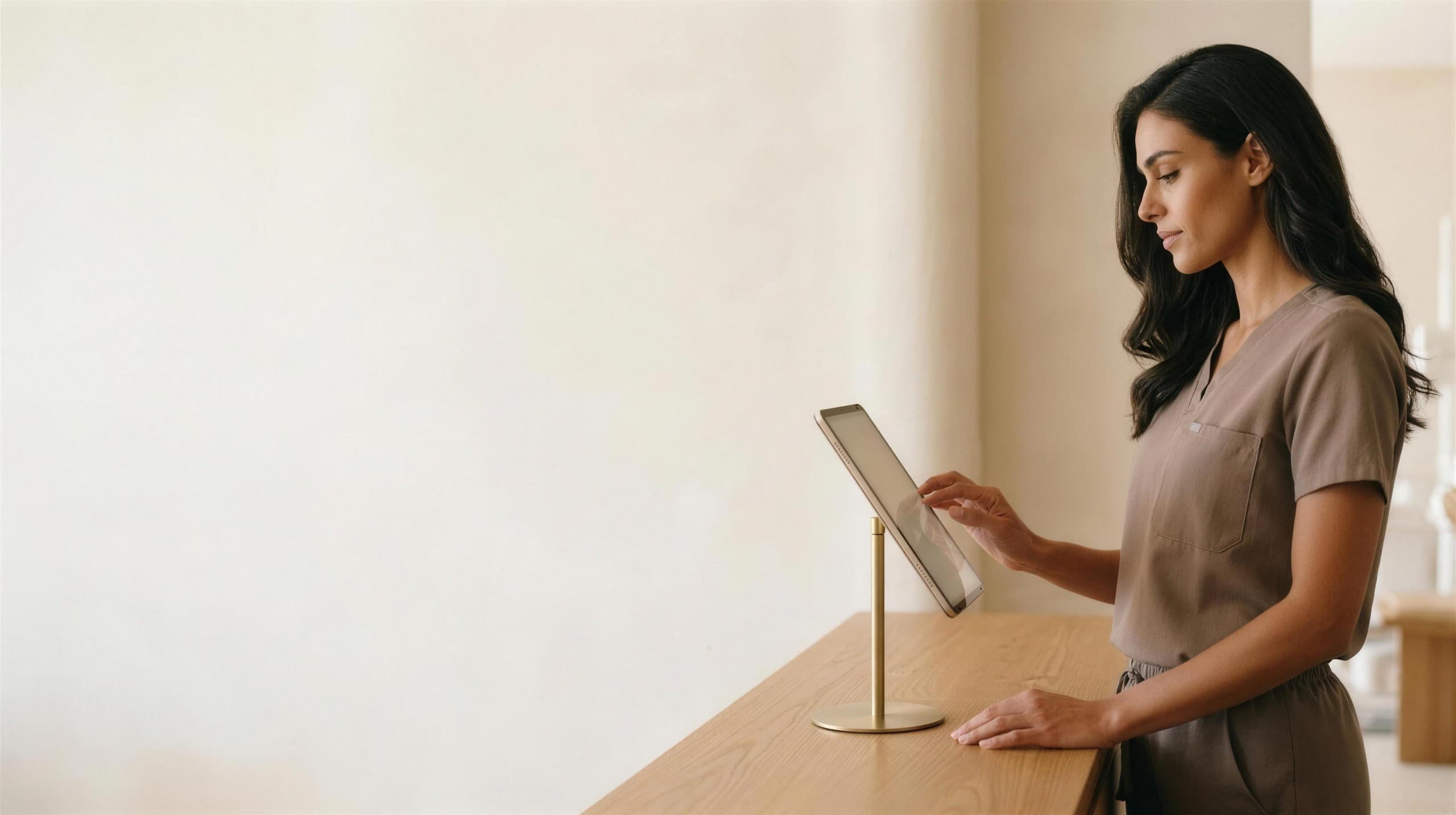 A clinician using spore on the iPad in a practice.